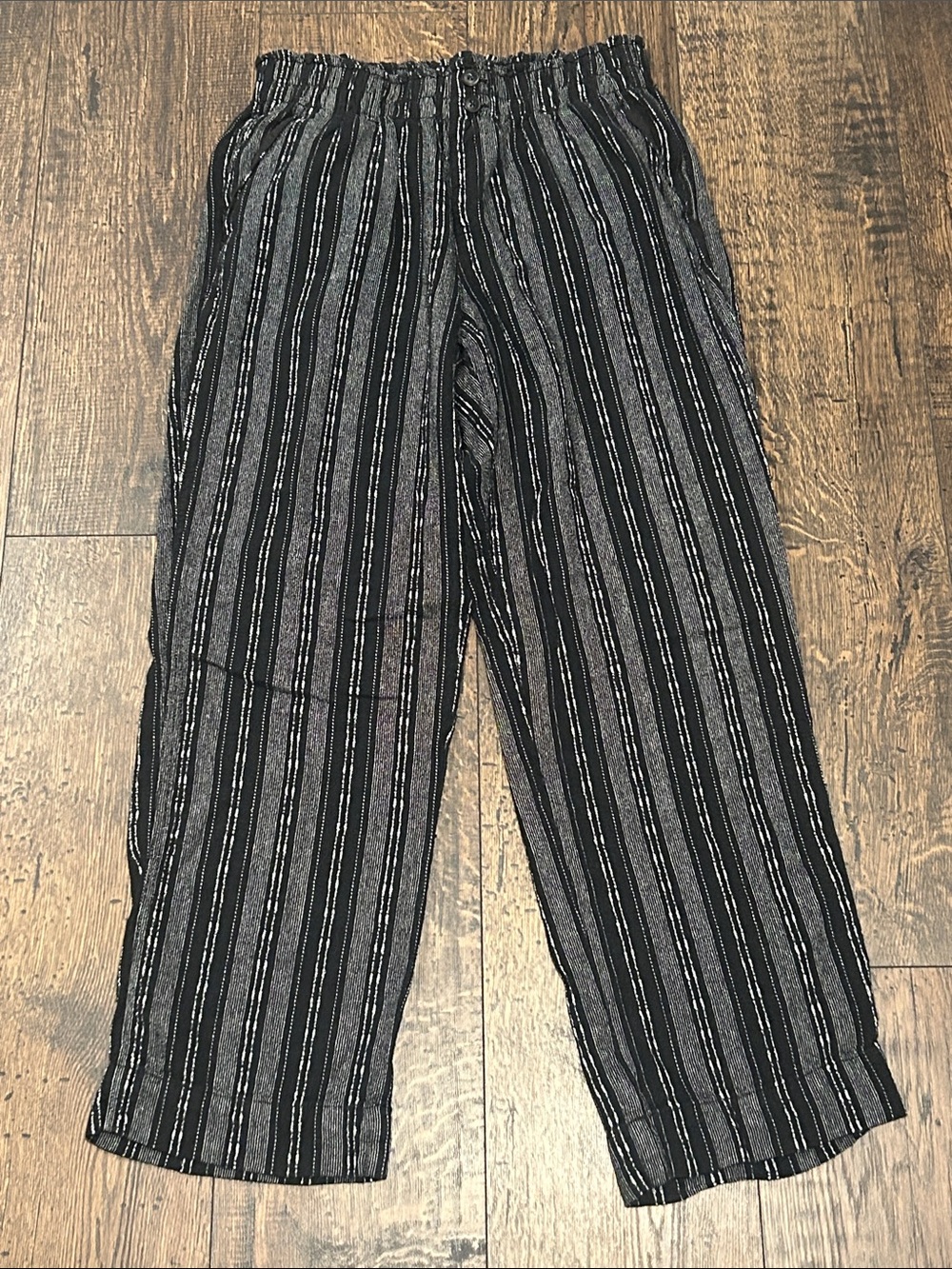 Briggs Black and White Striped Linen Pants
